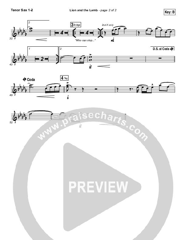 The Lion And The Lamb Tenor Sax 1,2 (Bethel Music / Leeland)