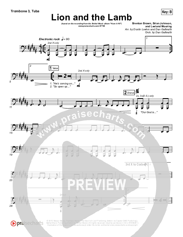 The Lion And The Lamb Trombone 1,2 (Bethel Music / Leeland)