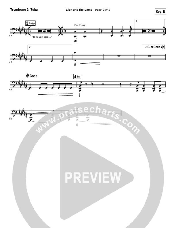 The Lion And The Lamb Trombone 3/Tuba (Bethel Music / Leeland)