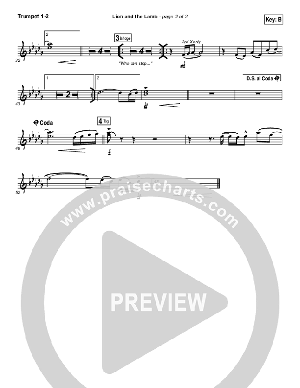 The Lion And The Lamb Trumpet 1,2 (Bethel Music / Leeland)