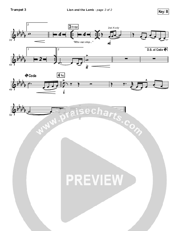 The Lion And The Lamb Trumpet 3 (Bethel Music / Leeland)