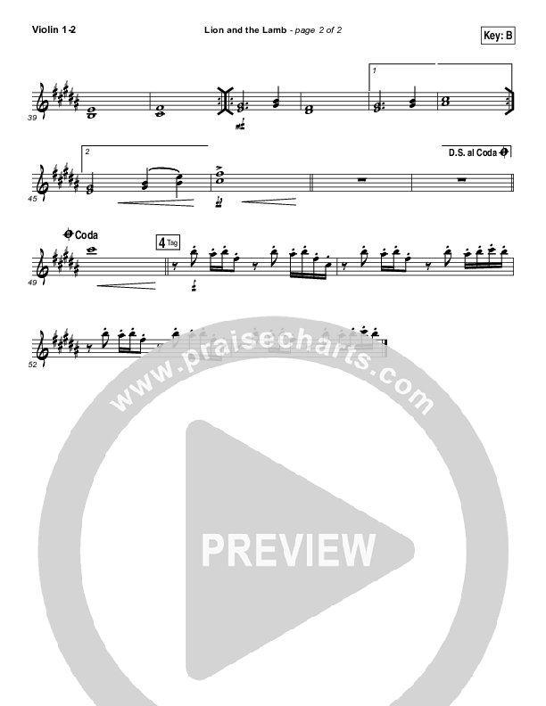 The Lion And The Lamb Violin 1,2 (Bethel Music / Leeland)