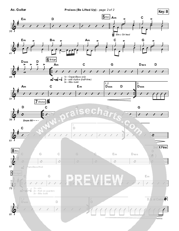 Praises (Be Lifted Up) Acoustic Guitar (Bethel Music / Josh Baldwin)