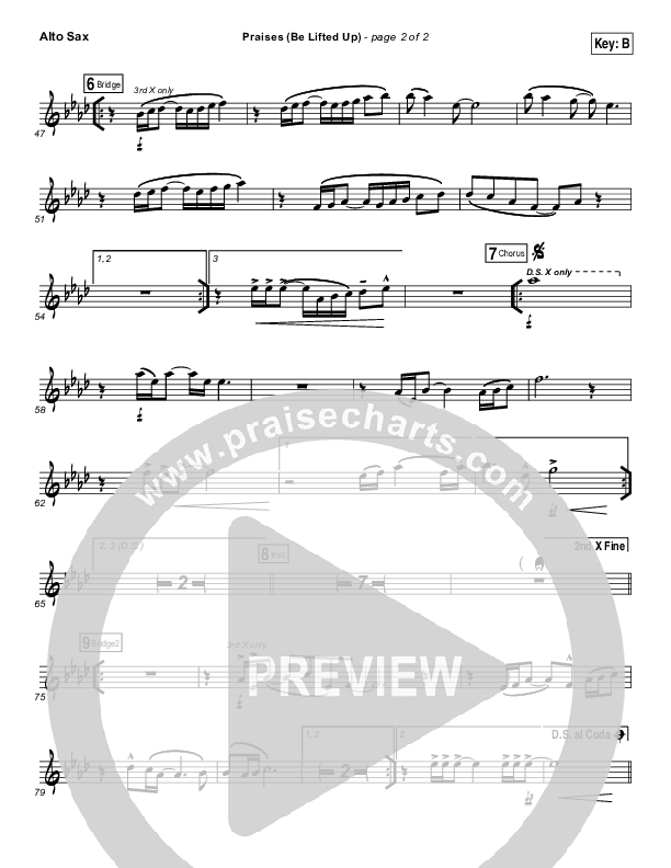 Praises (Be Lifted Up) Alto Sax (Bethel Music / Josh Baldwin)