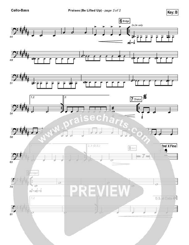 Praises (Be Lifted Up) Cello/Bass (Bethel Music / Josh Baldwin)