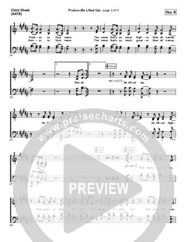 Praises (Be Lifted Up) Choir Vocals (SATB) (Bethel Music / Josh Baldwin)