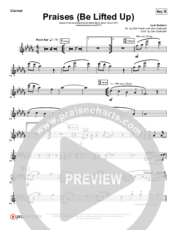 Praises (Be Lifted Up) Clarinet (Bethel Music / Josh Baldwin)