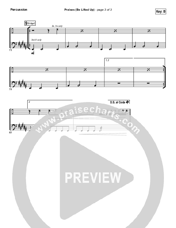 Praises (Be Lifted Up) Percussion (Bethel Music / Josh Baldwin)