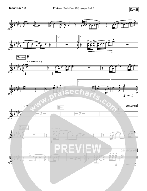 Praises (Be Lifted Up) Tenor Sax 1/2 (Bethel Music / Josh Baldwin)