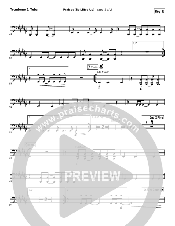 Praises (Be Lifted Up) Trombone 3/Tuba (Bethel Music / Josh Baldwin)