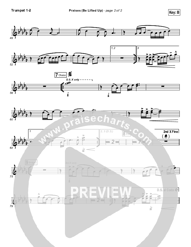Praises (Be Lifted Up) Trumpet 1,2 (Bethel Music / Josh Baldwin)