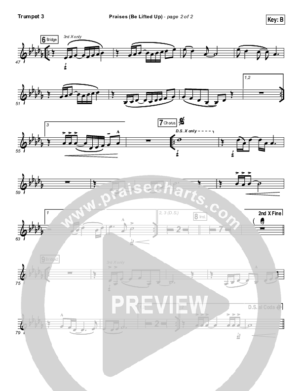 Praises (Be Lifted Up) Trumpet 3 (Bethel Music / Josh Baldwin)