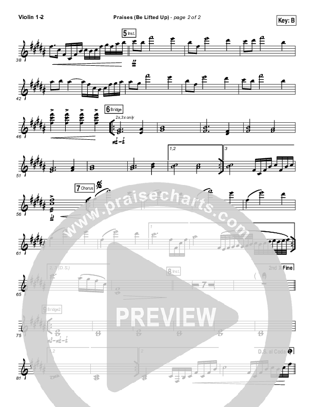 Praises (Be Lifted Up) Violin 1/2 (Bethel Music / Josh Baldwin)