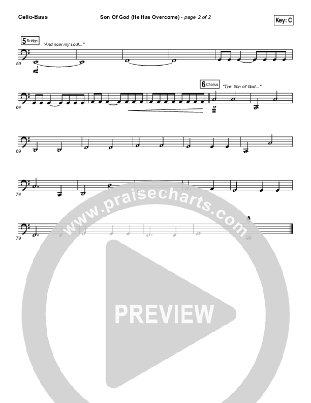 Son Of God (He Has Overcome) Cello/Bass (Bethel Music / Cory Asbury)