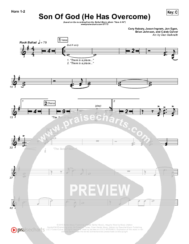 Son Of God (He Has Overcome) Brass Pack (Bethel Music / Cory Asbury)