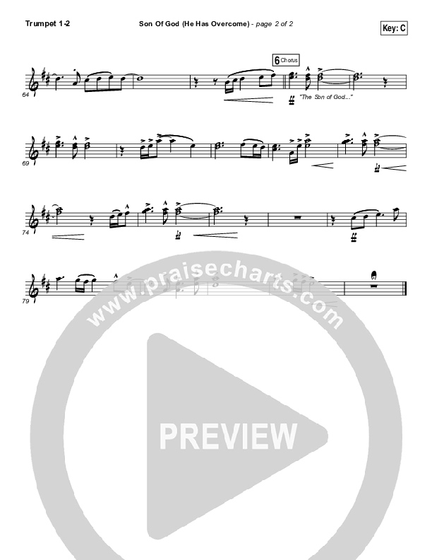 Son Of God (He Has Overcome) Trumpet 1,2 (Bethel Music / Cory Asbury)
