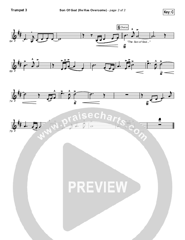 Son Of God (He Has Overcome) Trumpet 3 (Bethel Music / Cory Asbury)