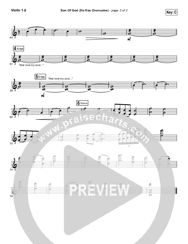 Son Of God (He Has Overcome) Violin 1/2 (Bethel Music / Cory Asbury)