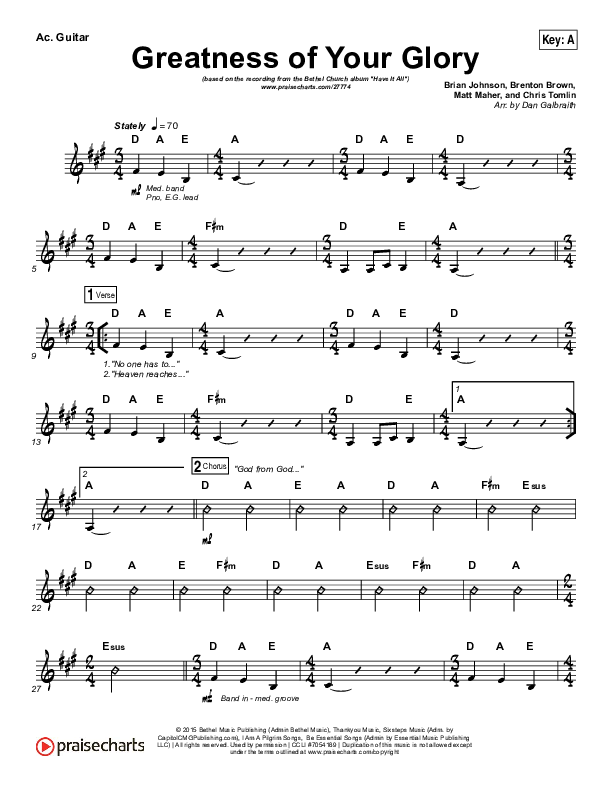 Greatness Of Your Glory Acoustic Guitar (Bethel Music / Brian Johnson)