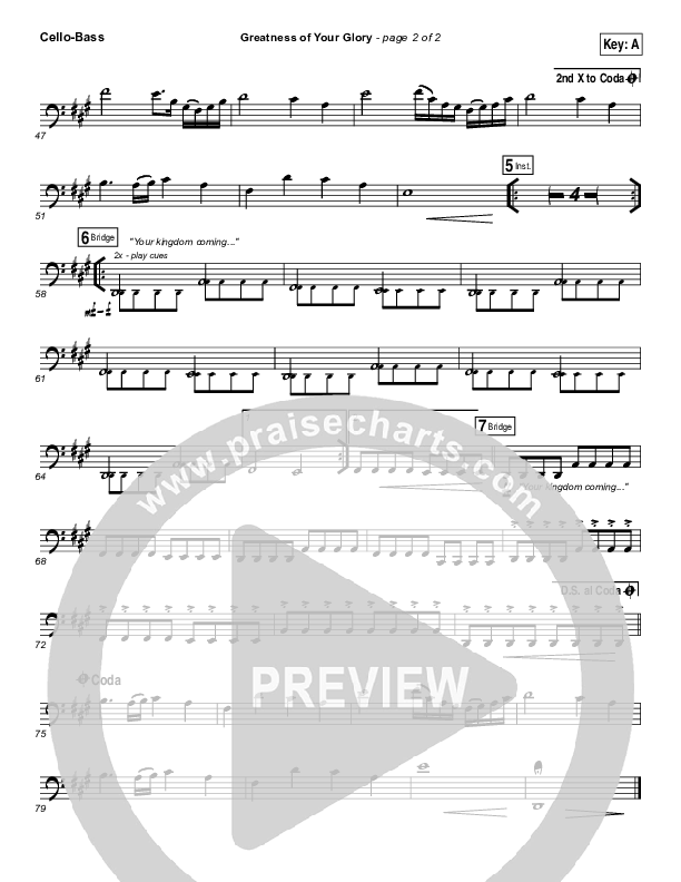 Greatness Of Your Glory Cello/Bass (Bethel Music / Brian Johnson)