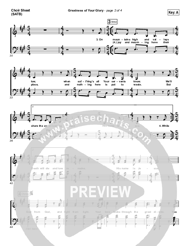 Greatness Of Your Glory Choir Sheet (SATB) (Bethel Music / Brian Johnson)