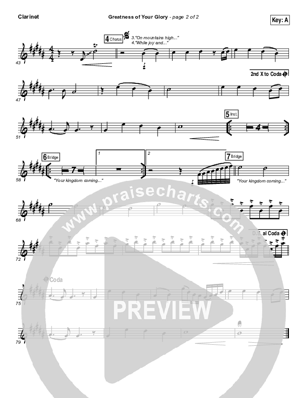 Greatness Of Your Glory Clarinet (Bethel Music / Brian Johnson)