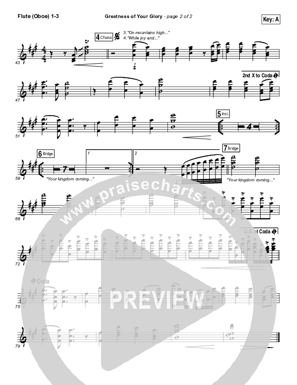 Greatness Of Your Glory Flute/Oboe 1/2/3 (Bethel Music / Brian Johnson)
