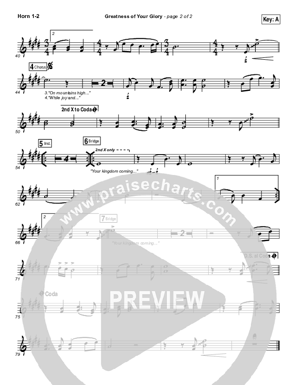 Greatness Of Your Glory French Horn 1/2 (Bethel Music / Brian Johnson)