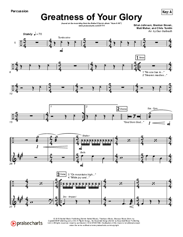 Greatness Of Your Glory Percussion (Bethel Music / Brian Johnson)