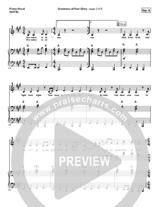 Greatness Of Your Glory Piano/Vocal (SATB) (Bethel Music / Brian Johnson)