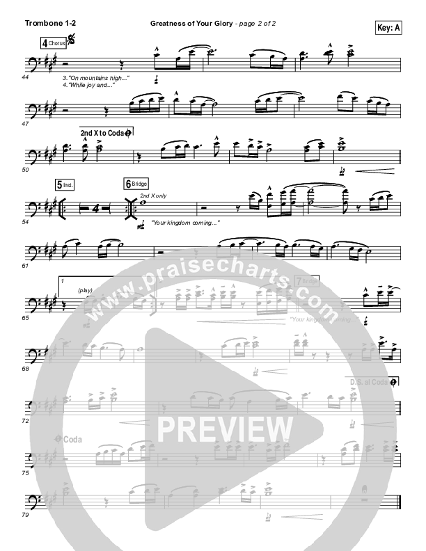 Greatness Of Your Glory Trombone 1/2 (Bethel Music / Brian Johnson)