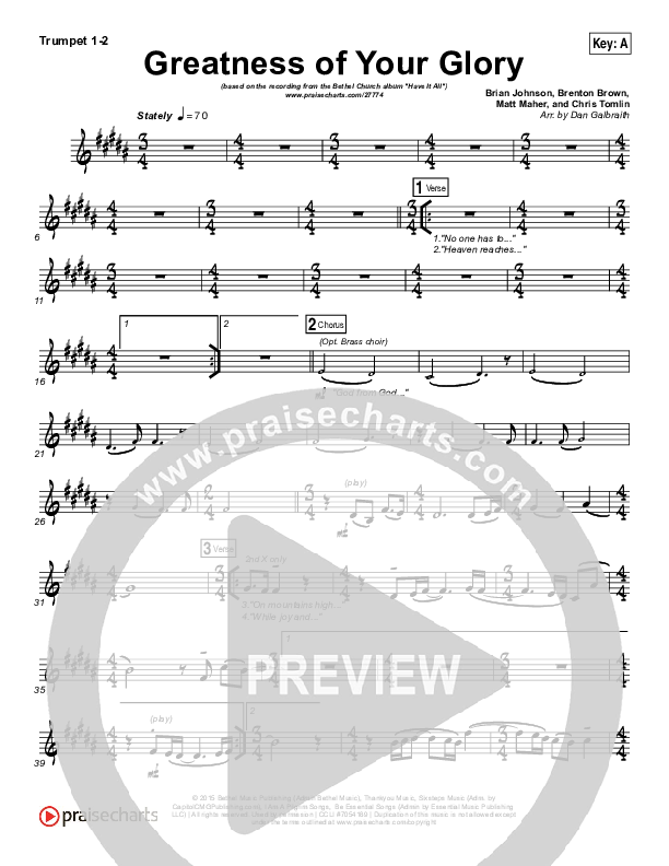 Greatness Of Your Glory Brass Pack (Bethel Music / Brian Johnson)