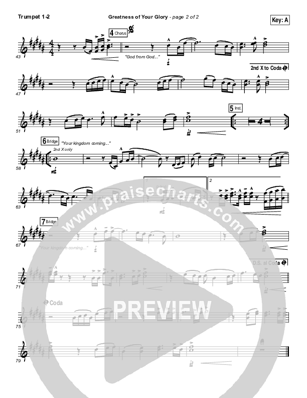 Greatness Of Your Glory Trumpet 1,2 (Bethel Music / Brian Johnson)