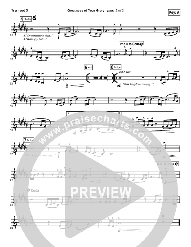 Greatness Of Your Glory Trumpet 3 (Bethel Music / Brian Johnson)