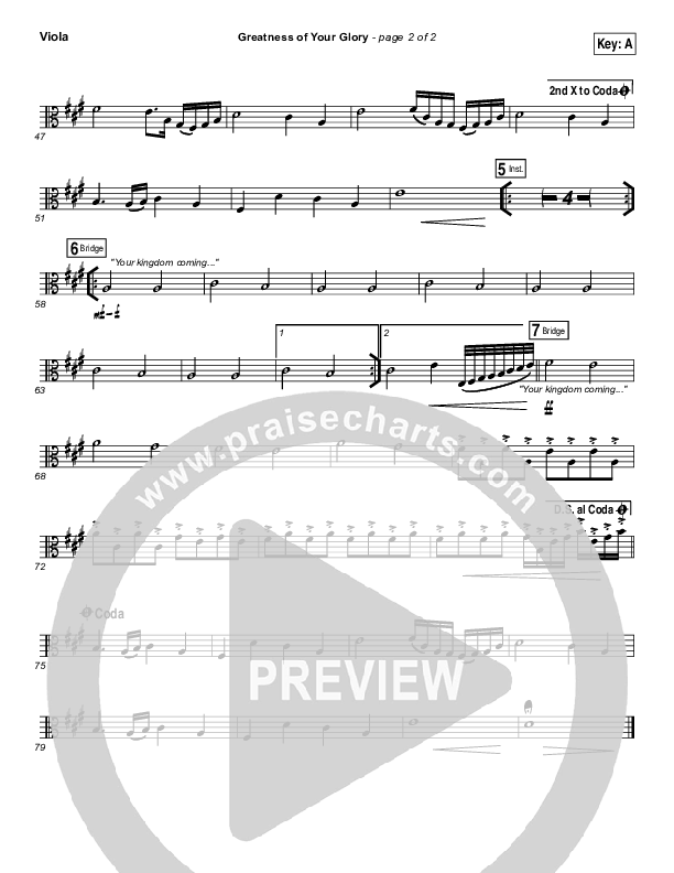 Greatness Of Your Glory Viola (Bethel Music / Brian Johnson)