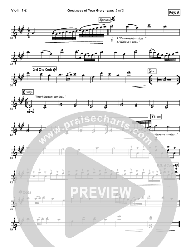 Greatness Of Your Glory Violin 1/2 (Bethel Music / Brian Johnson)