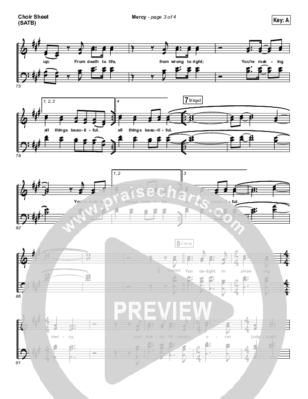 Mercy Choir Sheet (SATB) (Bethel Music / Amanda Lindsey Cook)