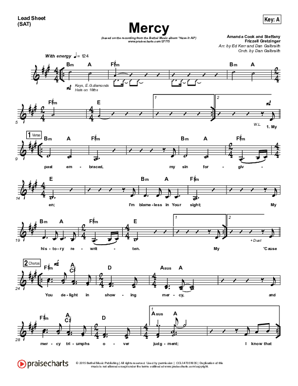 Mercy Lead Sheet (SAT) (Bethel Music / Amanda Lindsey Cook)