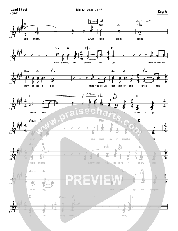 Mercy Lead Sheet (SAT) (Bethel Music / Amanda Lindsey Cook)