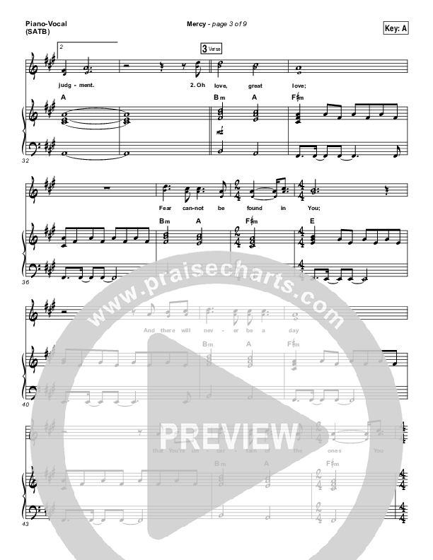 Mercy Piano/Vocal (SATB) (Bethel Music / Amanda Lindsey Cook)