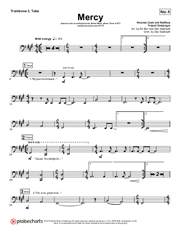 Mercy Trombone 3/Tuba (Bethel Music / Amanda Lindsey Cook)