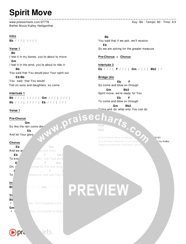 Spirit Move Chords & Lyrics (Bethel Music / kalley)