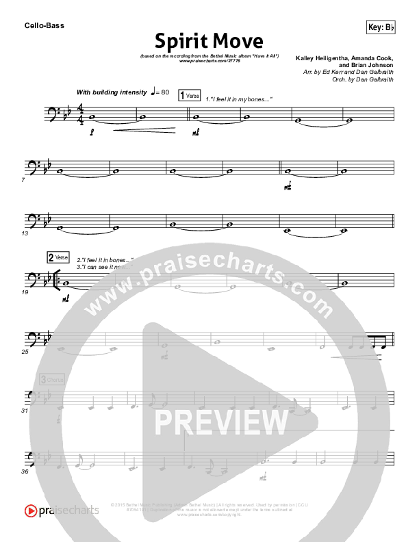 Spirit Move Cello/Bass (Bethel Music / kalley)