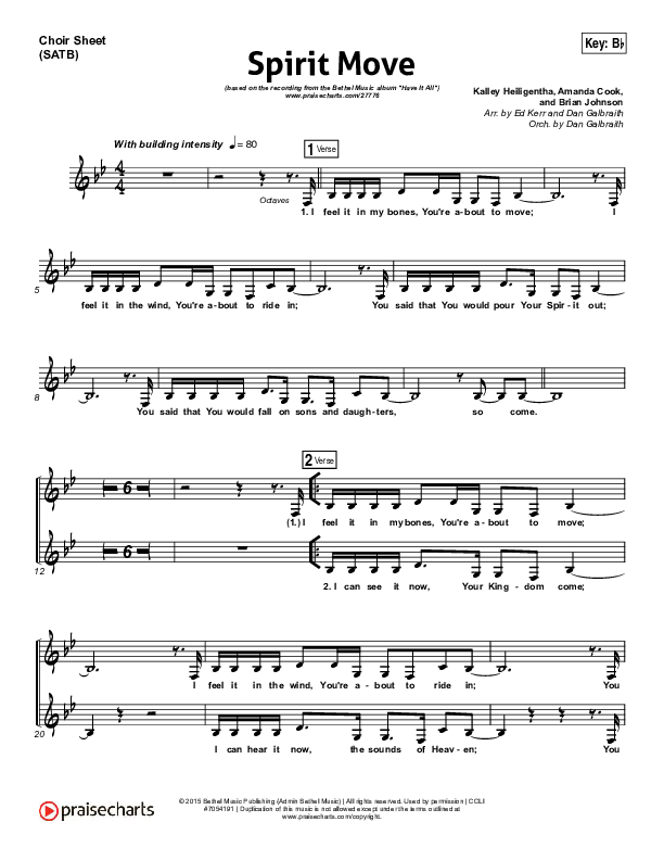 Spirit Move Choir Sheet (SATB) (Bethel Music / kalley)