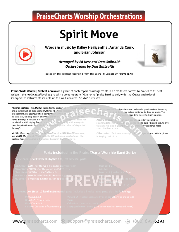 Spirit Move Orchestration (Bethel Music / kalley)