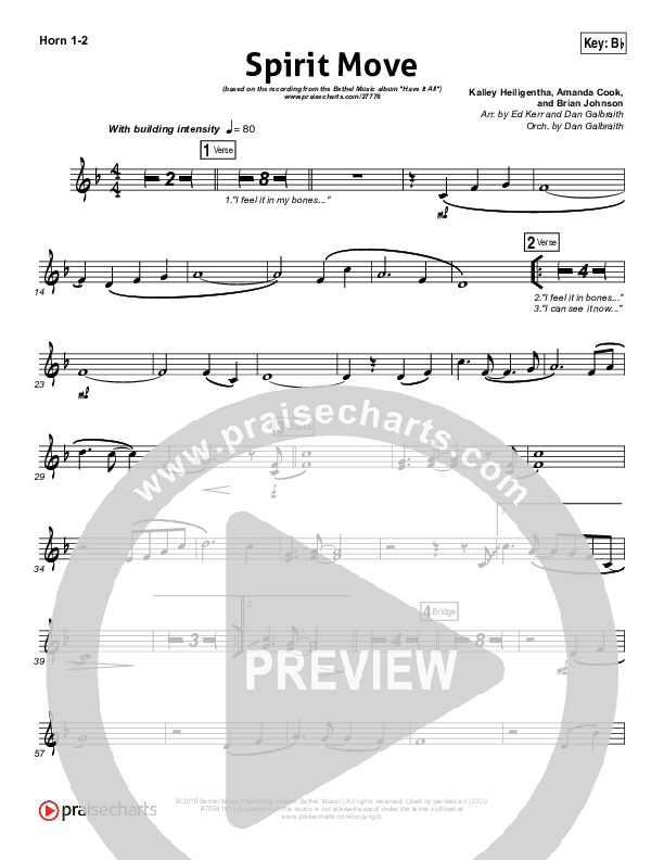 Spirit Move French Horn 1/2 (Bethel Music / kalley)