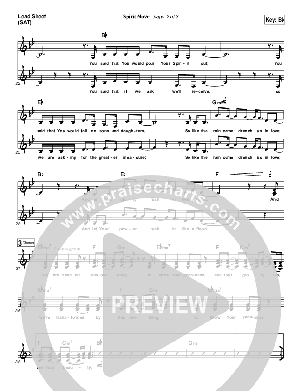 Spirit Move Lead Sheet (SAT) (Bethel Music / kalley)