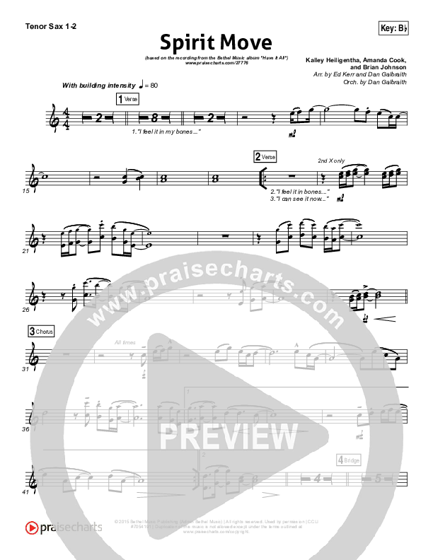 Spirit Move Tenor Sax 1/2 (Bethel Music / kalley)
