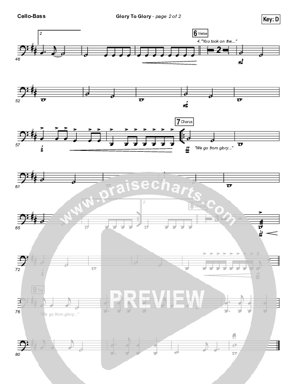 Glory To Glory Cello/Bass (Bethel Music / William Matthews)