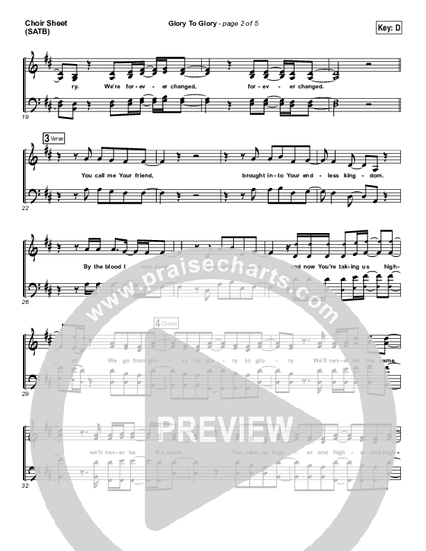 Glory To Glory Choir Sheet (SATB) (Bethel Music / William Matthews)
